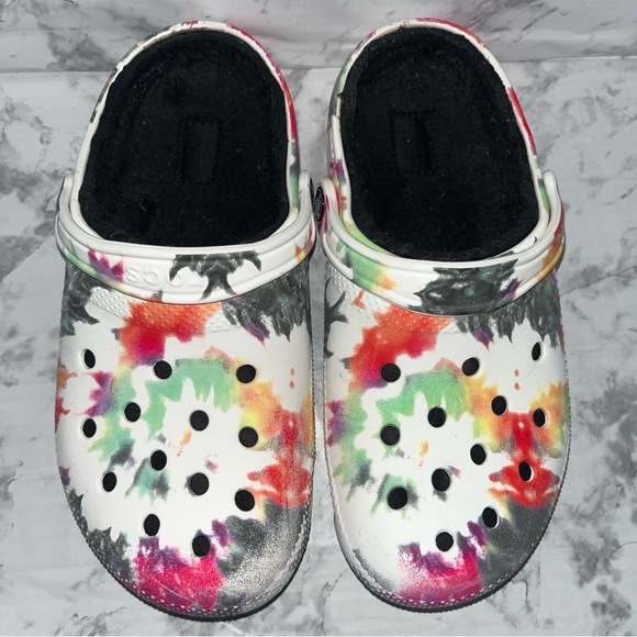 Crocs Womens 9 Mens 7 Lined Comfort Clogs Multi-Color Tie Dye Slip On 206341 - Picture 2 of 6